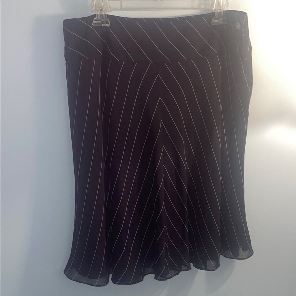 Lauren Ralph Lauren Navy Silk Skater Skirt with White Stripes 12P